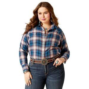 Ariat Real Women's Long Sleeve Billie Jean Button Up Shirt - Woodland Plaid